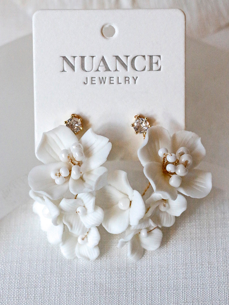 Nuance Porcelain Floral Cluster Earrings