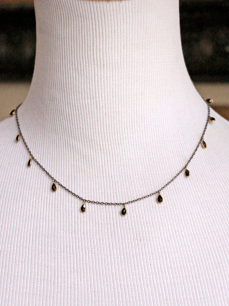 Susan Rifkin Black Spinel Tear Drop Necklace