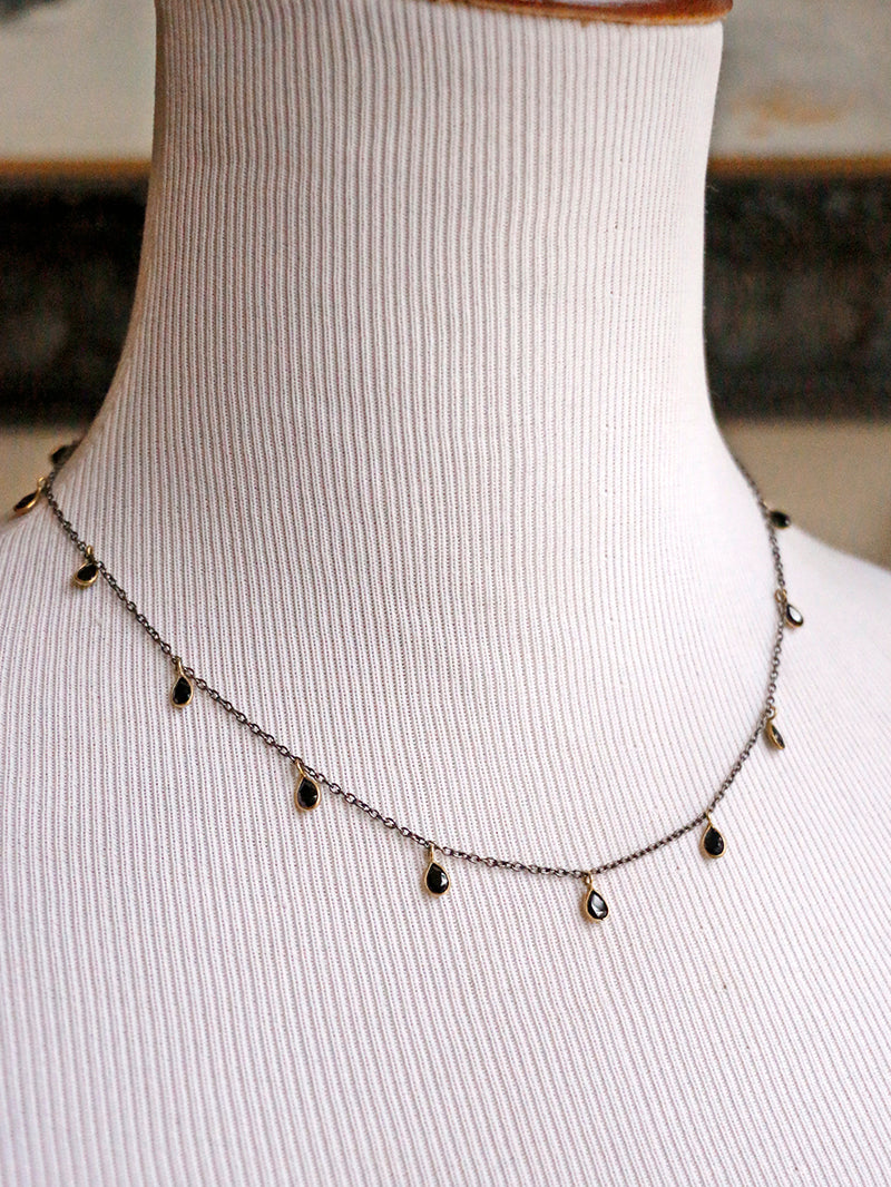 Susan Rifkin Black Spinel Tear Drop Necklace