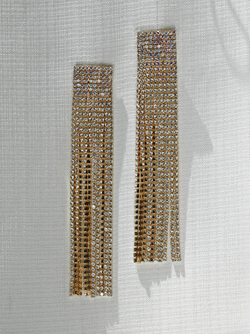 Nuance Statement Sparkly Fringe Earrings | Gold