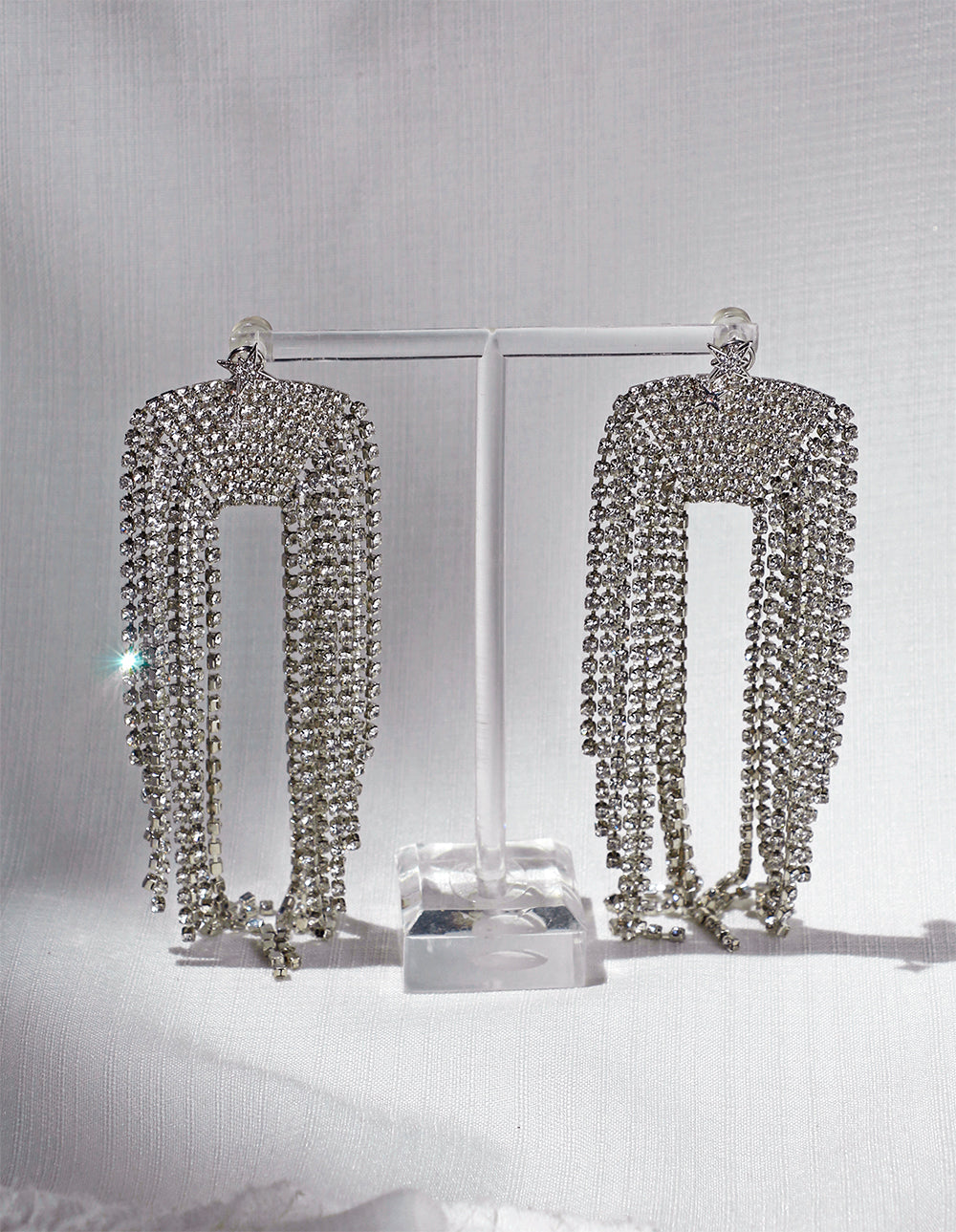 Nuance Chandelier Arch Fringe Dangle Earrings | Silver