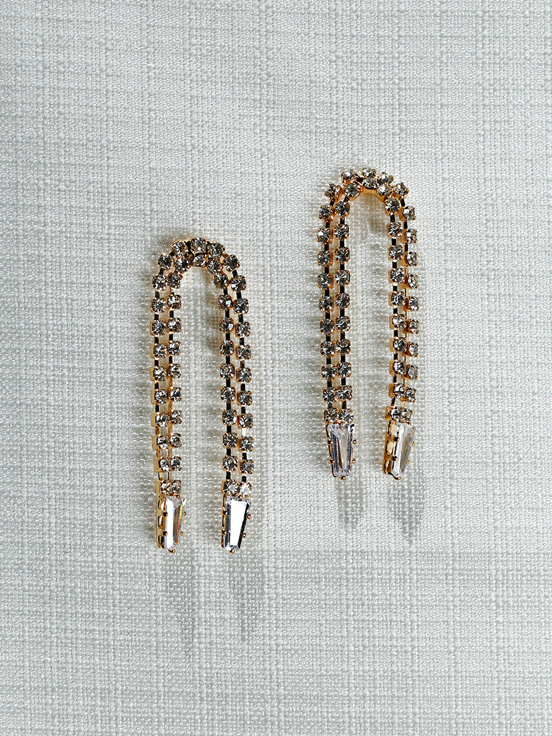 Nuance Crystal Arch Drop Earrings | Gold