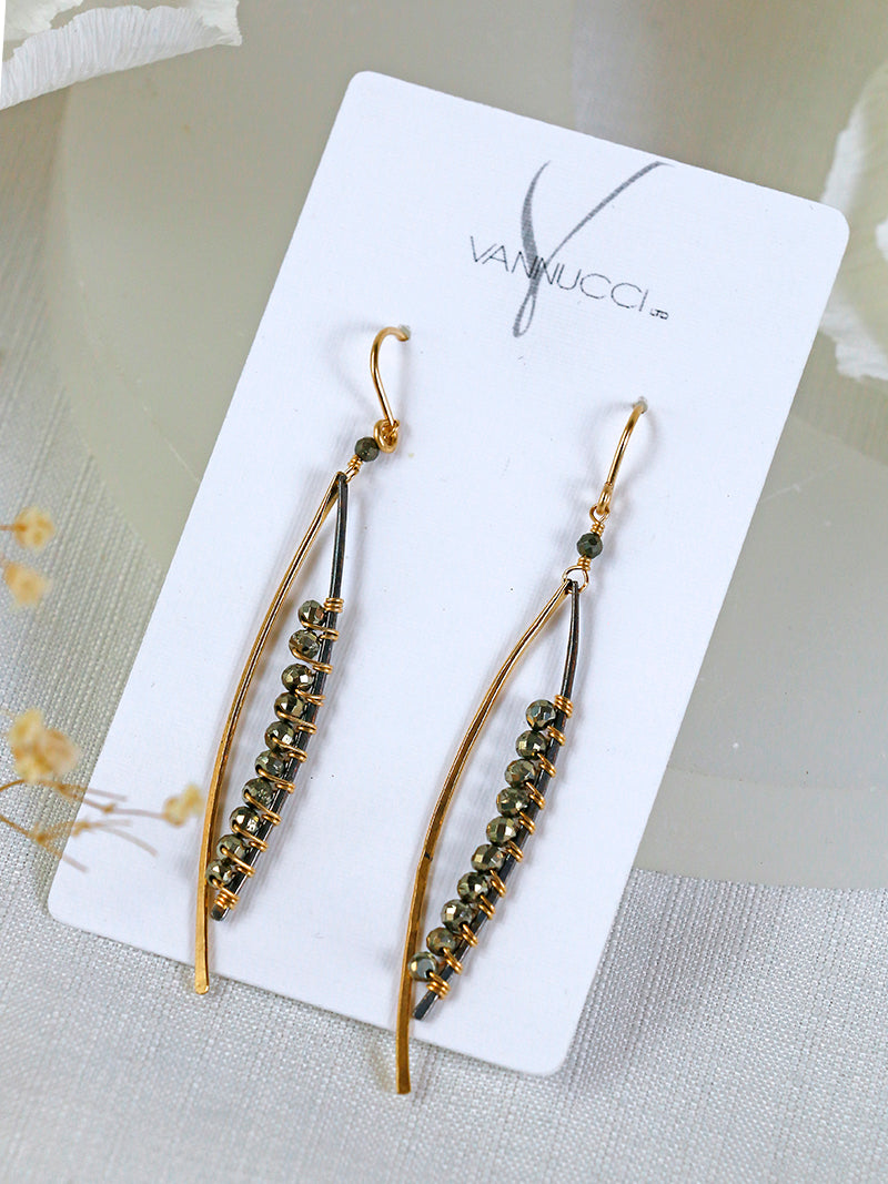 Vannucci Mix Metal Pyrite Swoop Earring