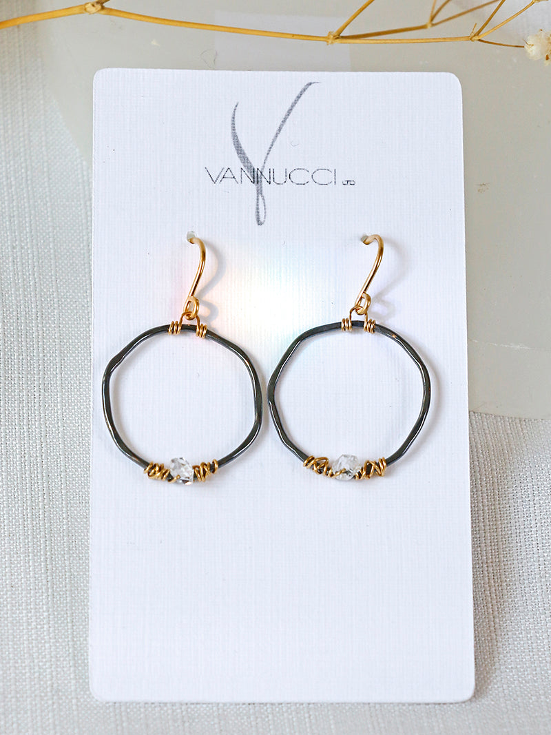 Vannucci Two Tone Herkimer Hoop Earring