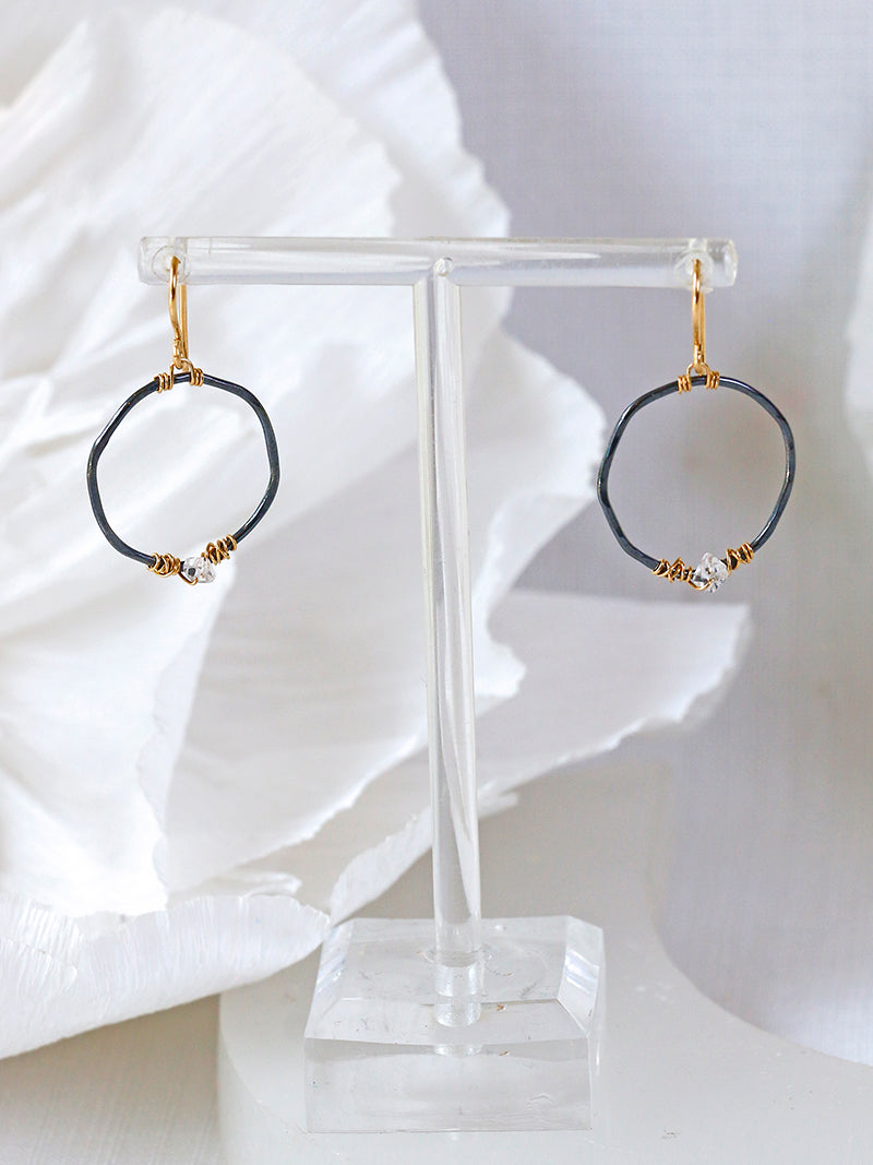 Vannucci Two Tone Herkimer Hoop Earring