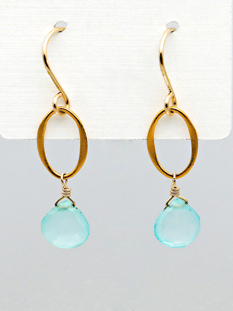 Susan Rifkin Aqua Chalcedony Teardrop Earrings | 14k Gold Filled