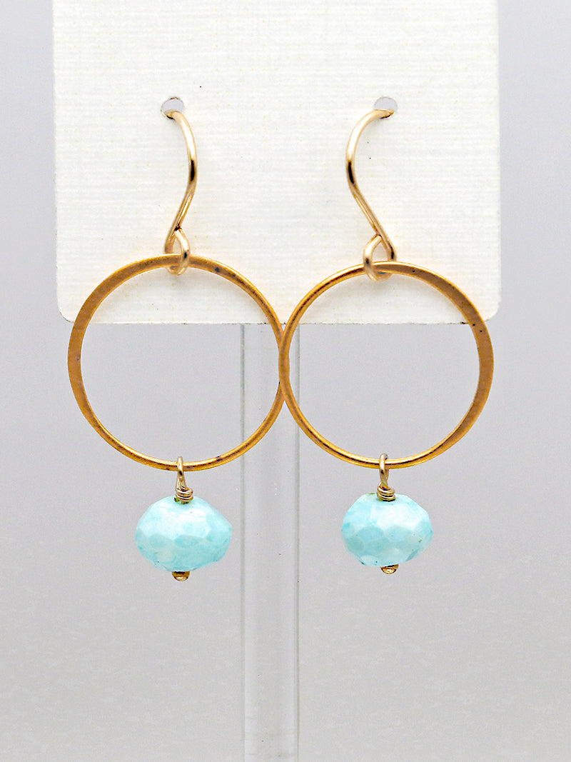 Susan Rifkin Large Circle & Light Blue Stone Earrings