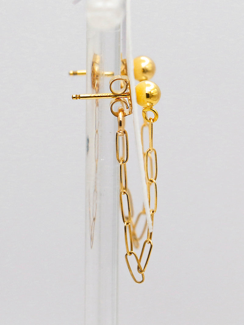 Susan Rifkin Ball Stud Drop Chain Wrap Earrings  | 14k Gold Filled