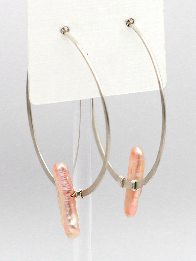 Susan Rifkin Pearl Accented Hoops | Silver & Gold Options Available