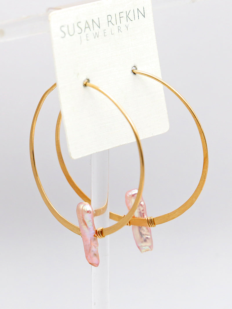 Susan Rifkin Pearl Accented Hoops