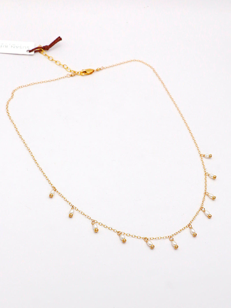 Susan Rifkin Pearl Multi Charm Necklace | 14k Gold Filled