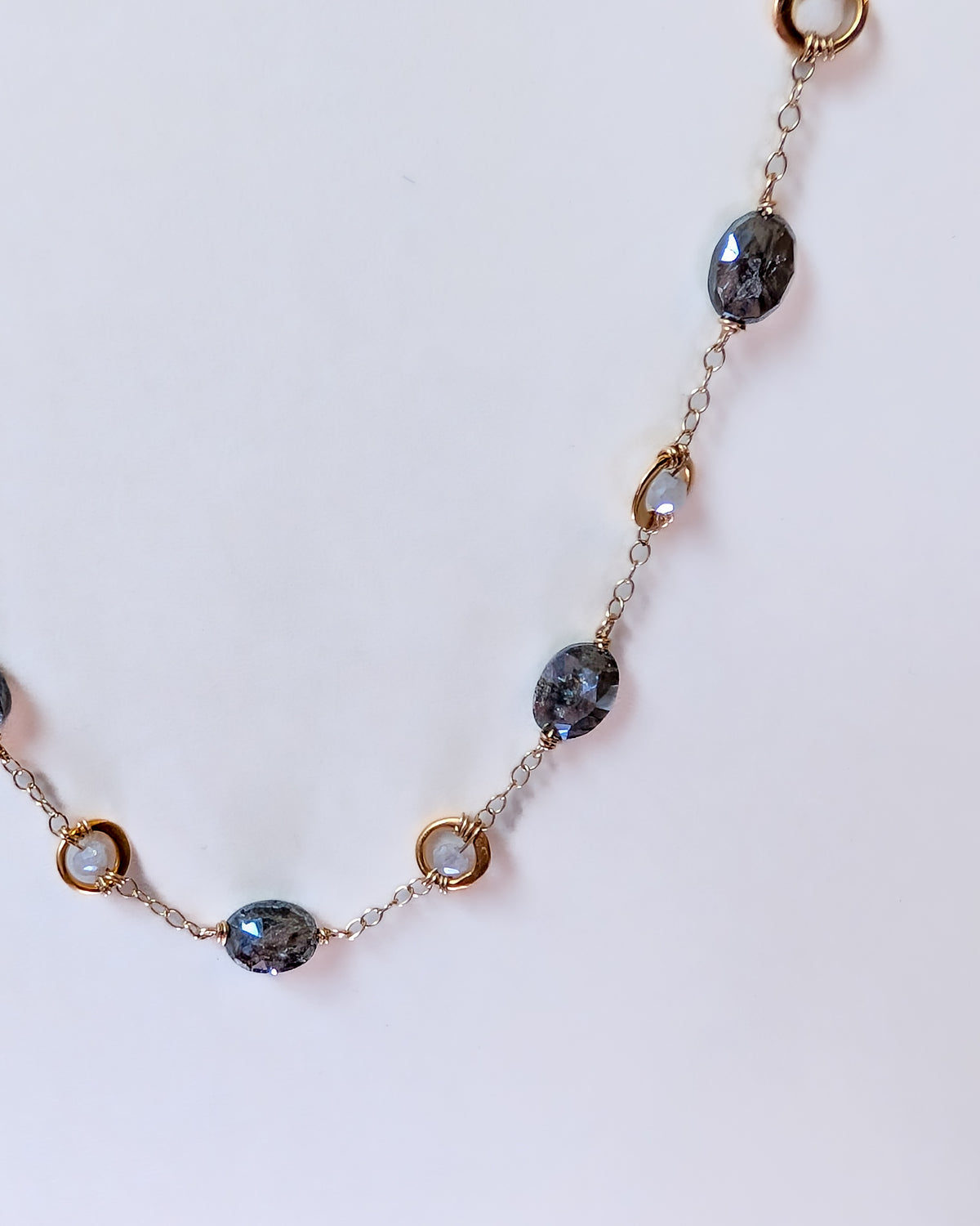 Susan Rifkin Labradorite + Moonstone Wire Wrapped Necklace