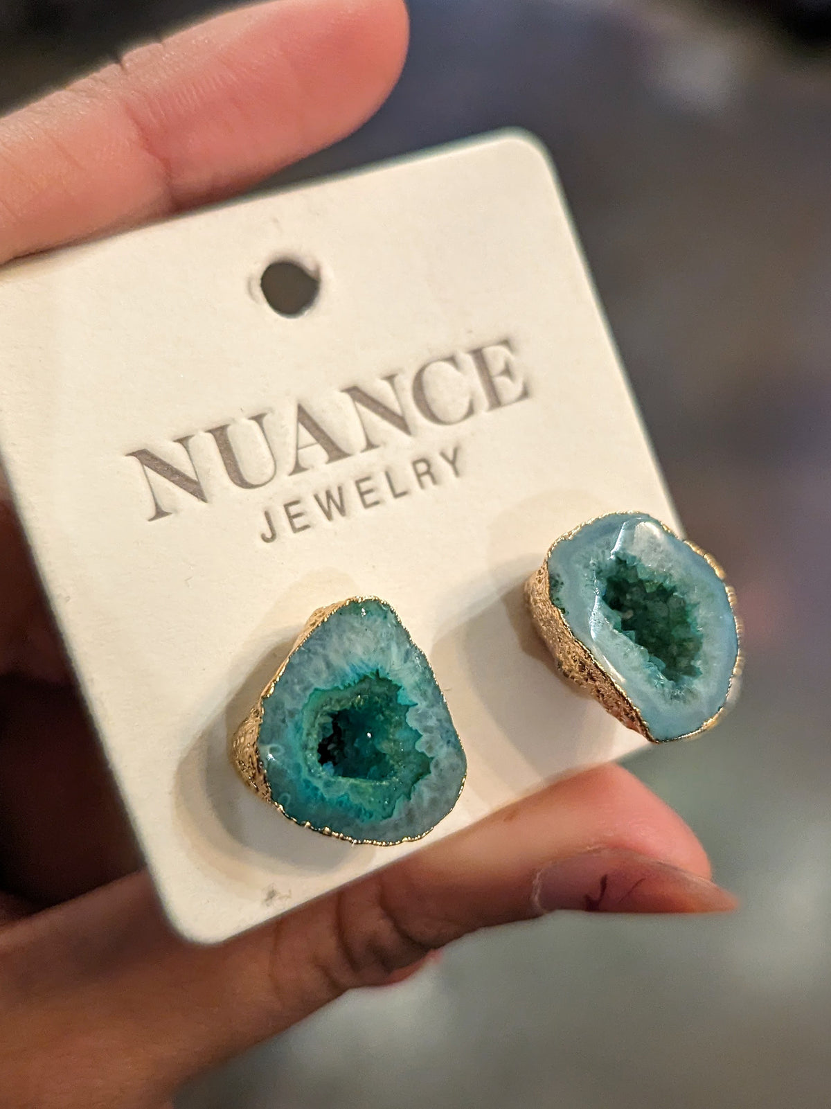 Nuance Teal Geode Studs | One of a Kind