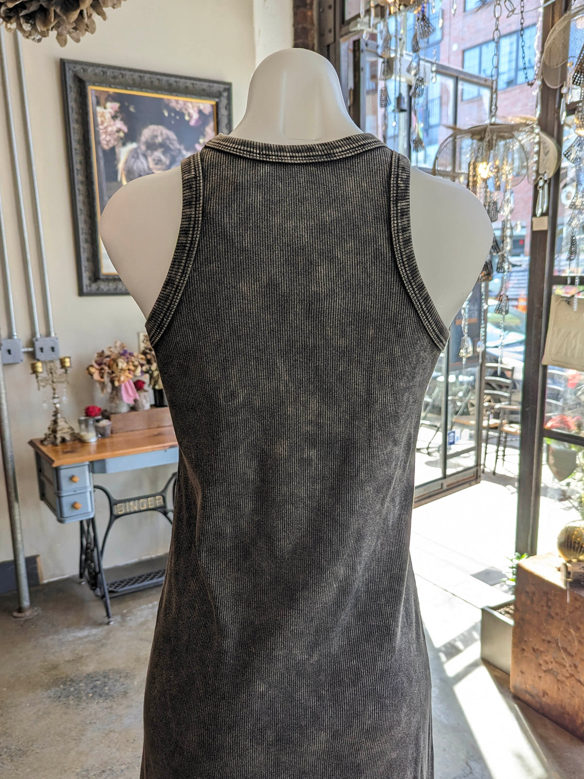 Maronie Rib Knit Midi Dress | Charcoal