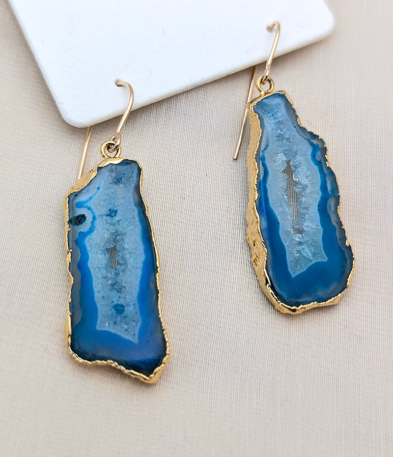 Nuance Geode Slice Earrings | Blues