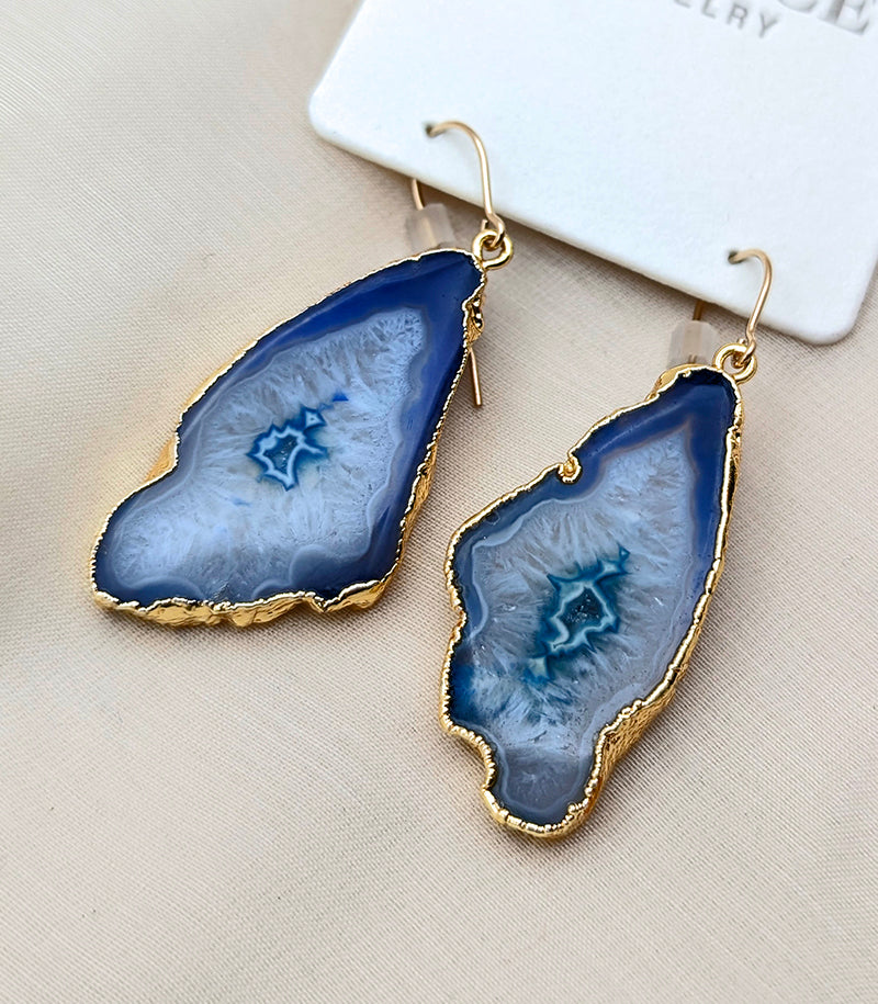 Nuance Geode Slice Earrings | Blues