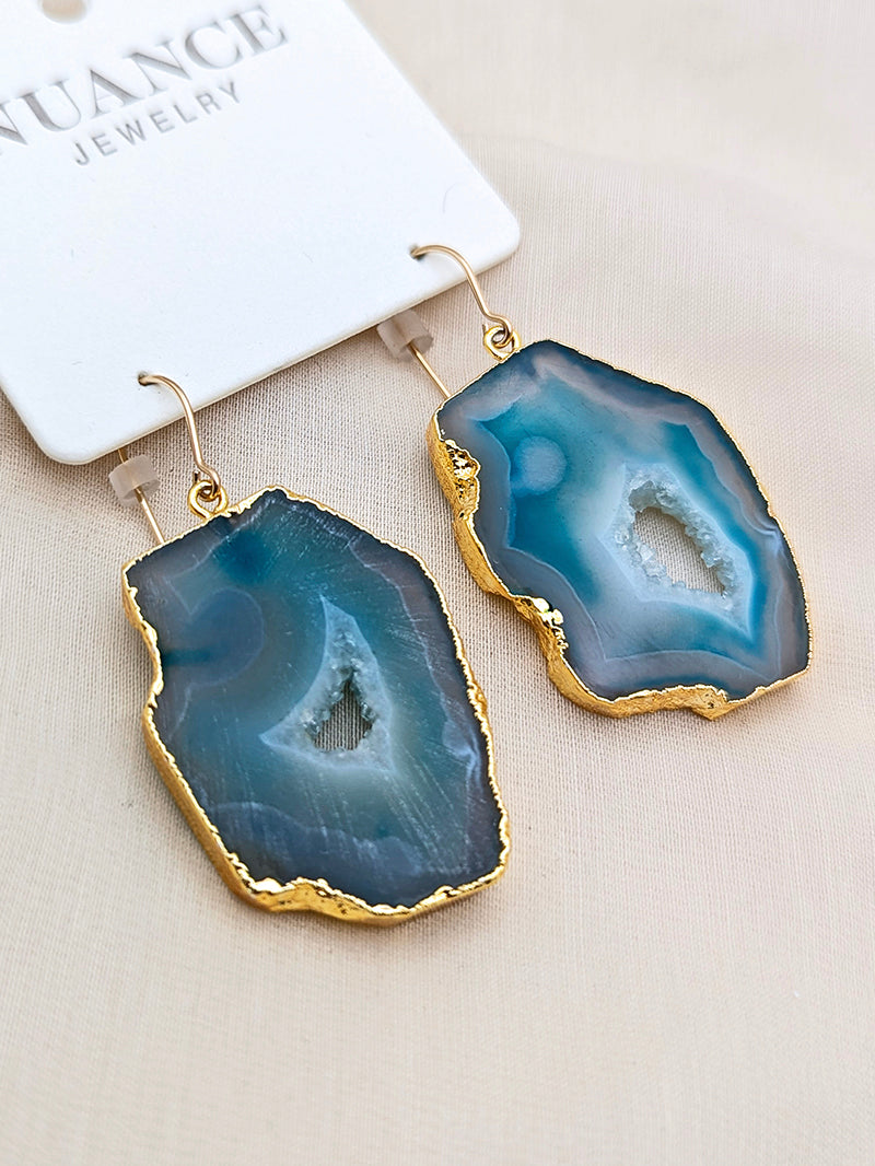 Nuance Geode Slice Earrings | Blues