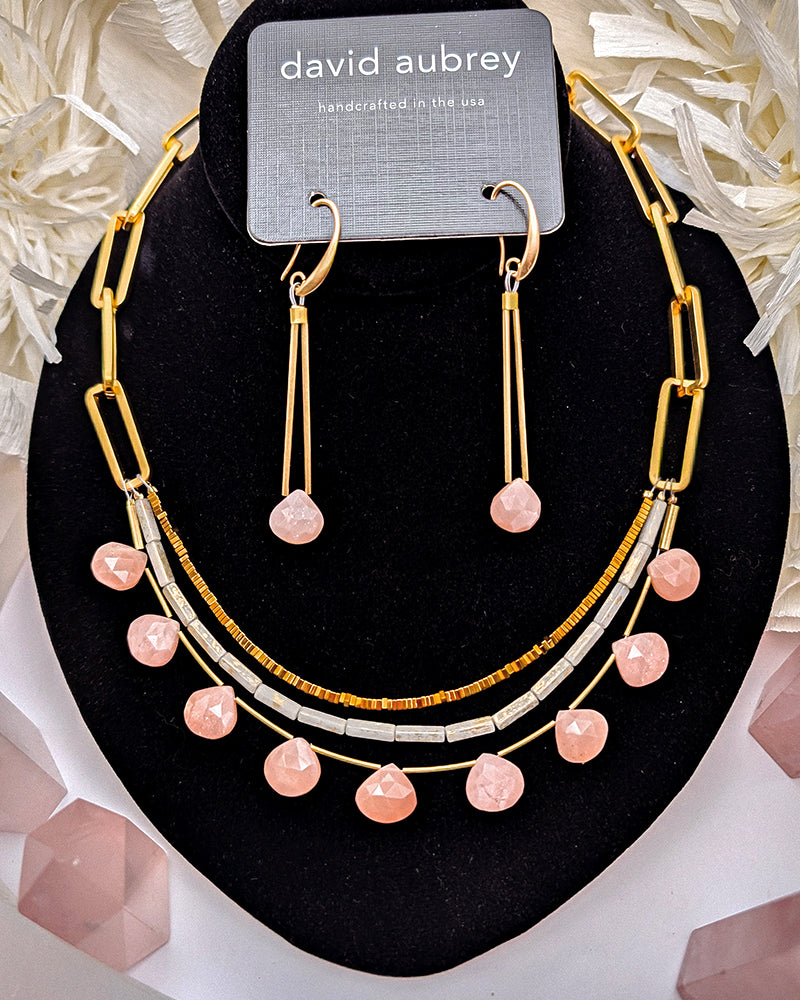 David Aubrey Peach Moonstone Jewelry Set