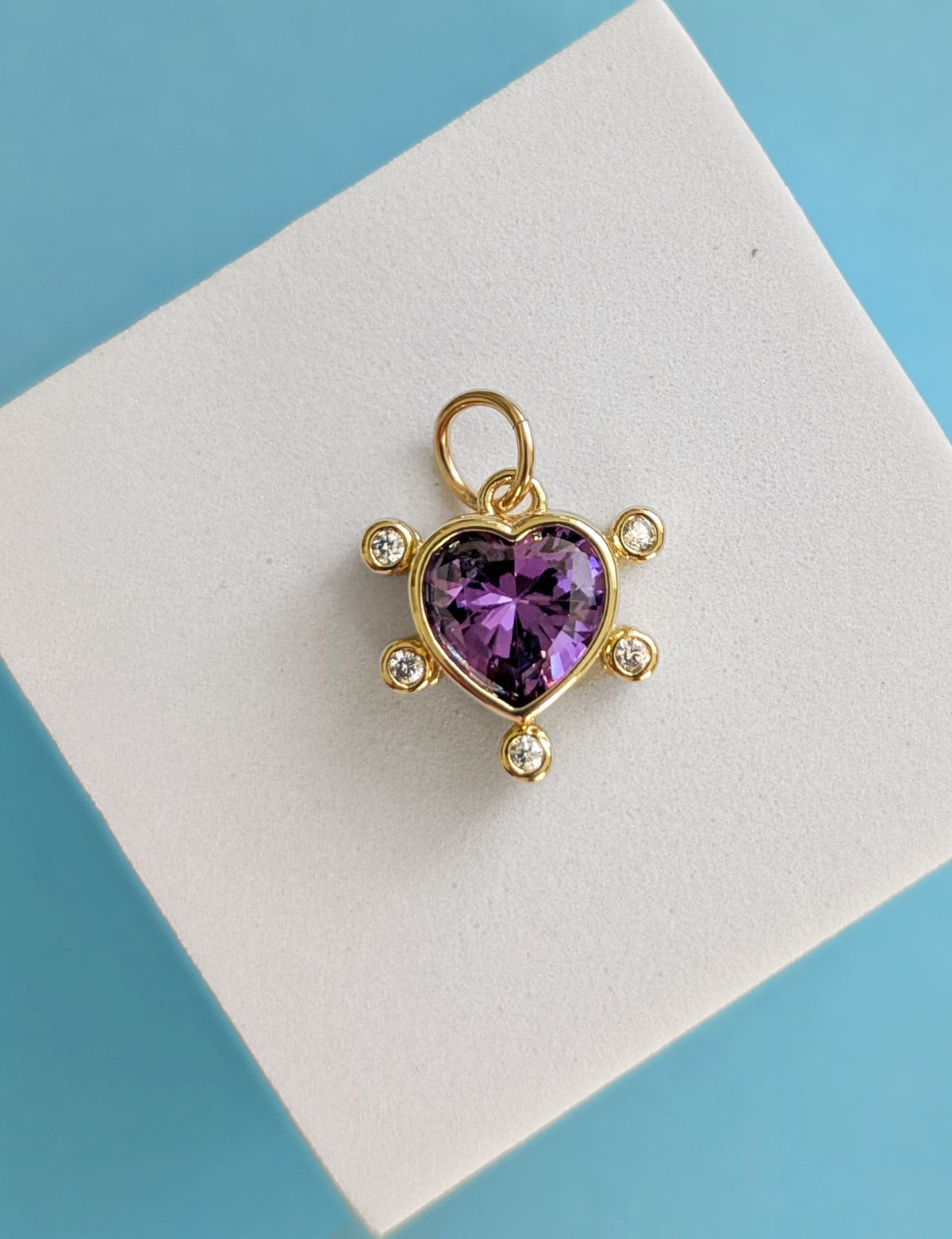 Nuance Purple CZ  Heart Charms