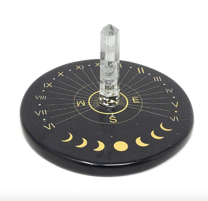 Toile Black Agate Moon and Sun Clock Alter Tile