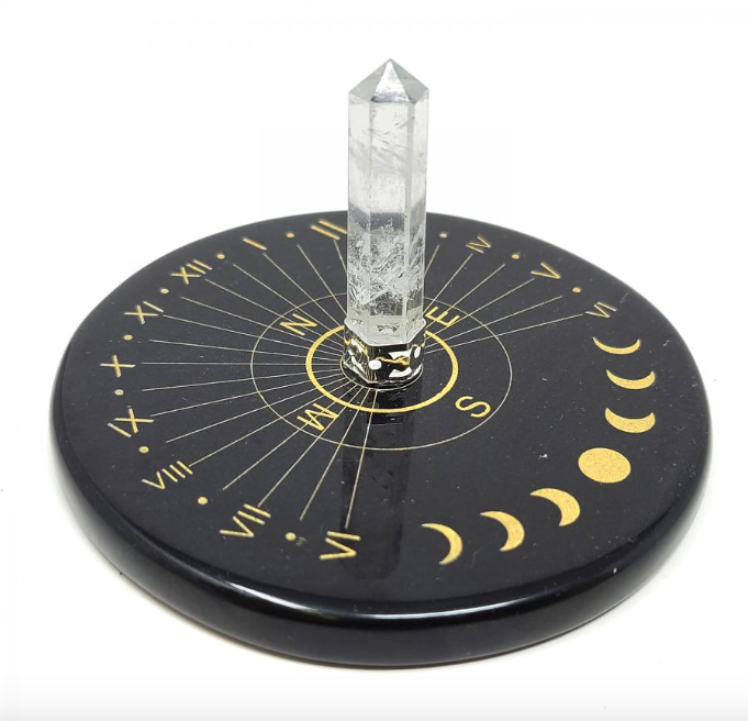 Toile Black Agate Moon and Sun Clock Alter Tile