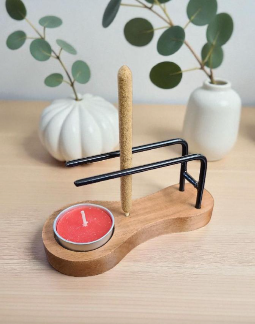 Toile 3-in-1 Wooden Sage Burner, Candle Holder, & Incense Burner