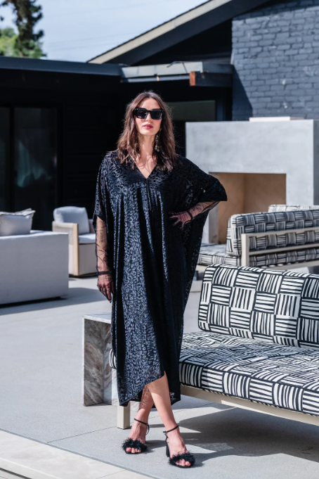 Jennafer Grace Black Leopard Print Caftan