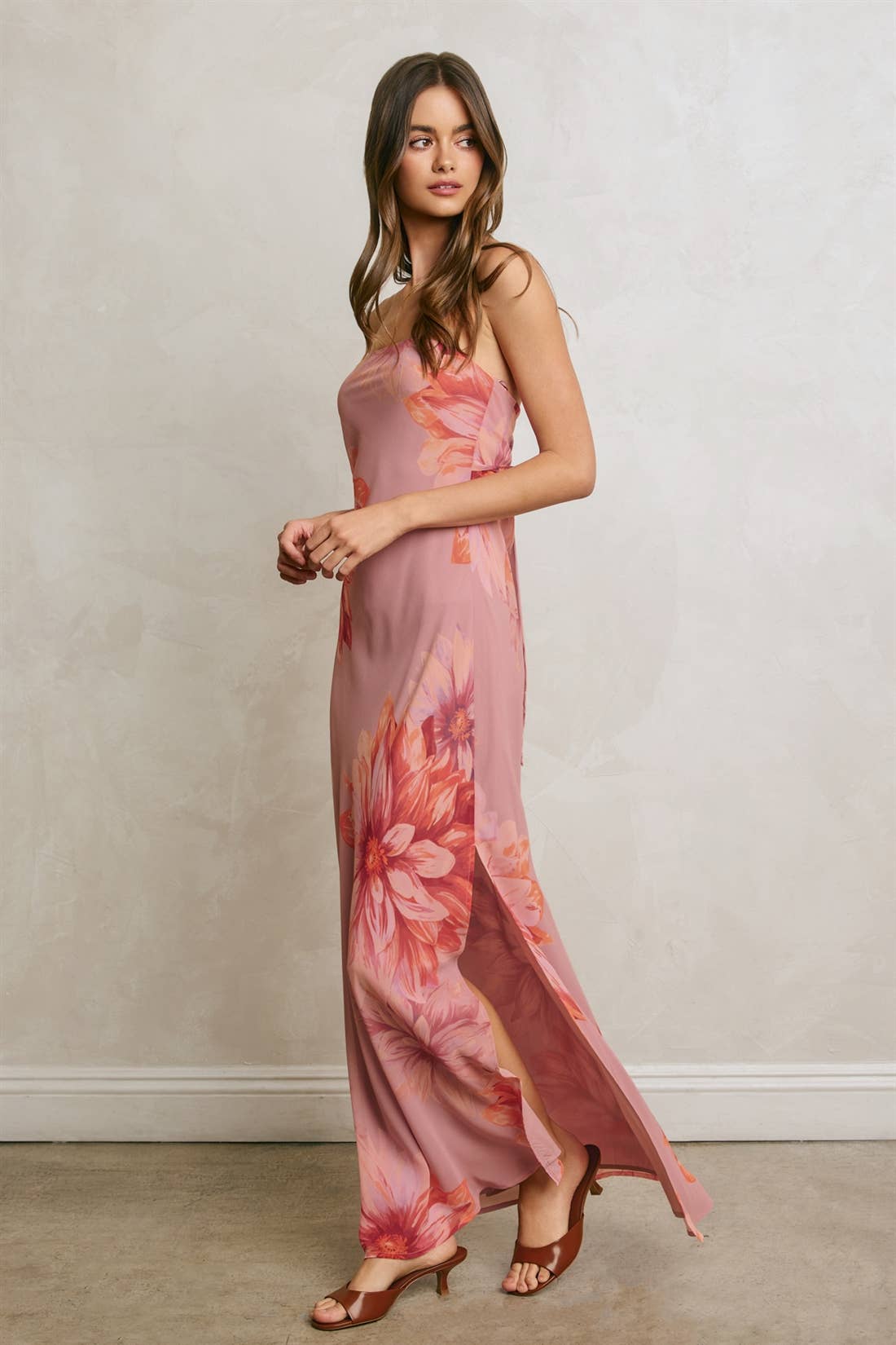 Dress Forum Floral Strapless Tie Back Maxi Dress