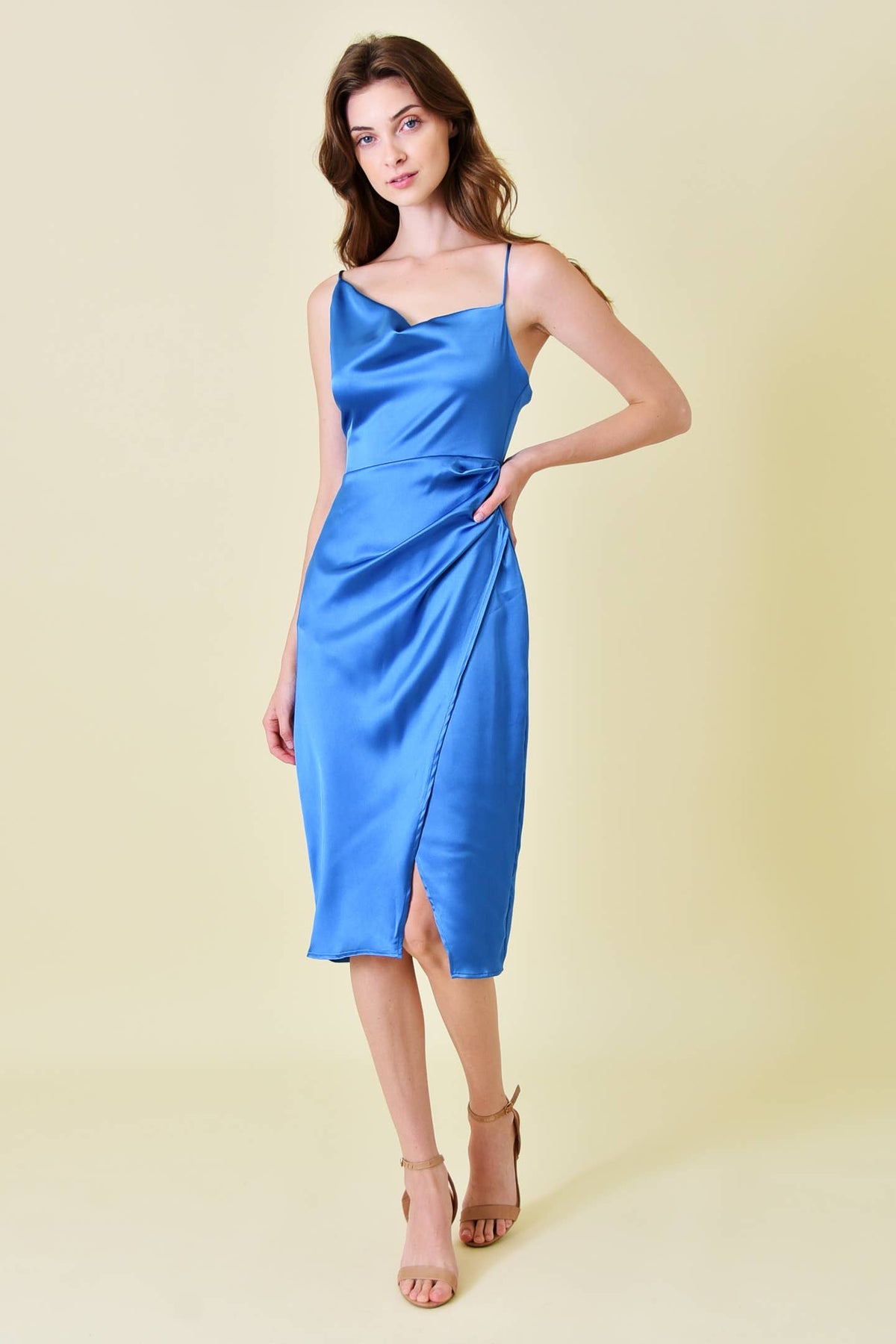 Fore Satin Wrap Midi Dress