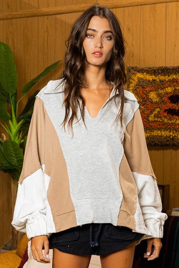 Bucketlist Oversized Color Blocked Sweatshirt