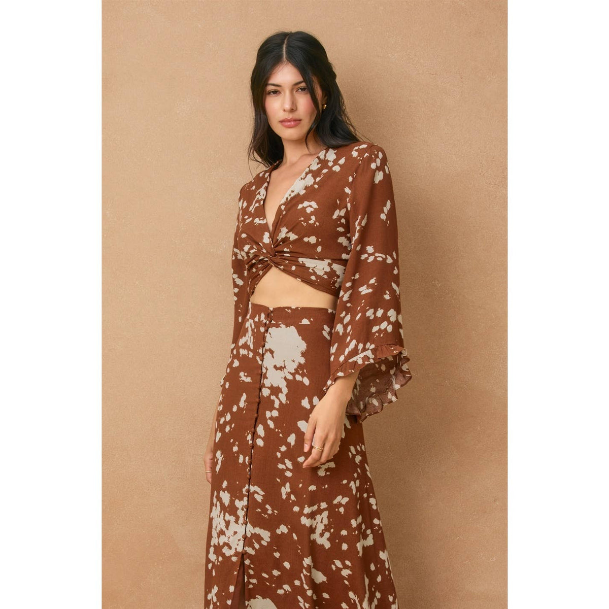 Dress Forum Cowprint Ruffle Crop Top