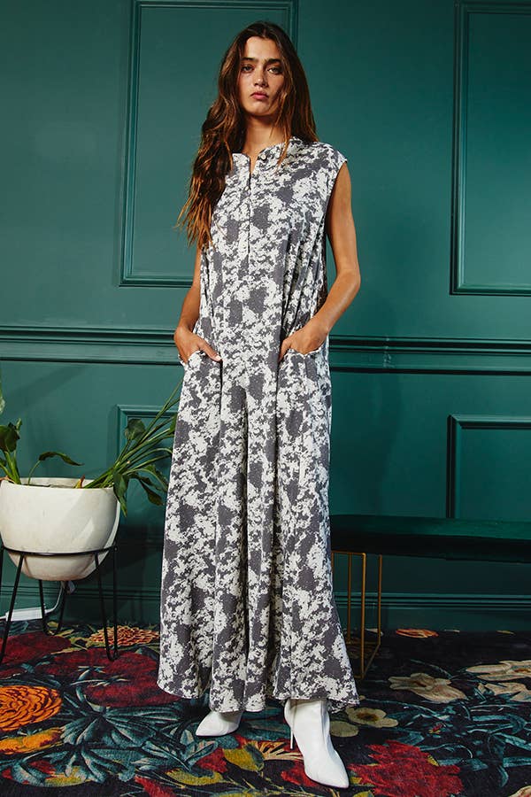 Bucketlist Wide Leg Printed Woven Jumpsuit