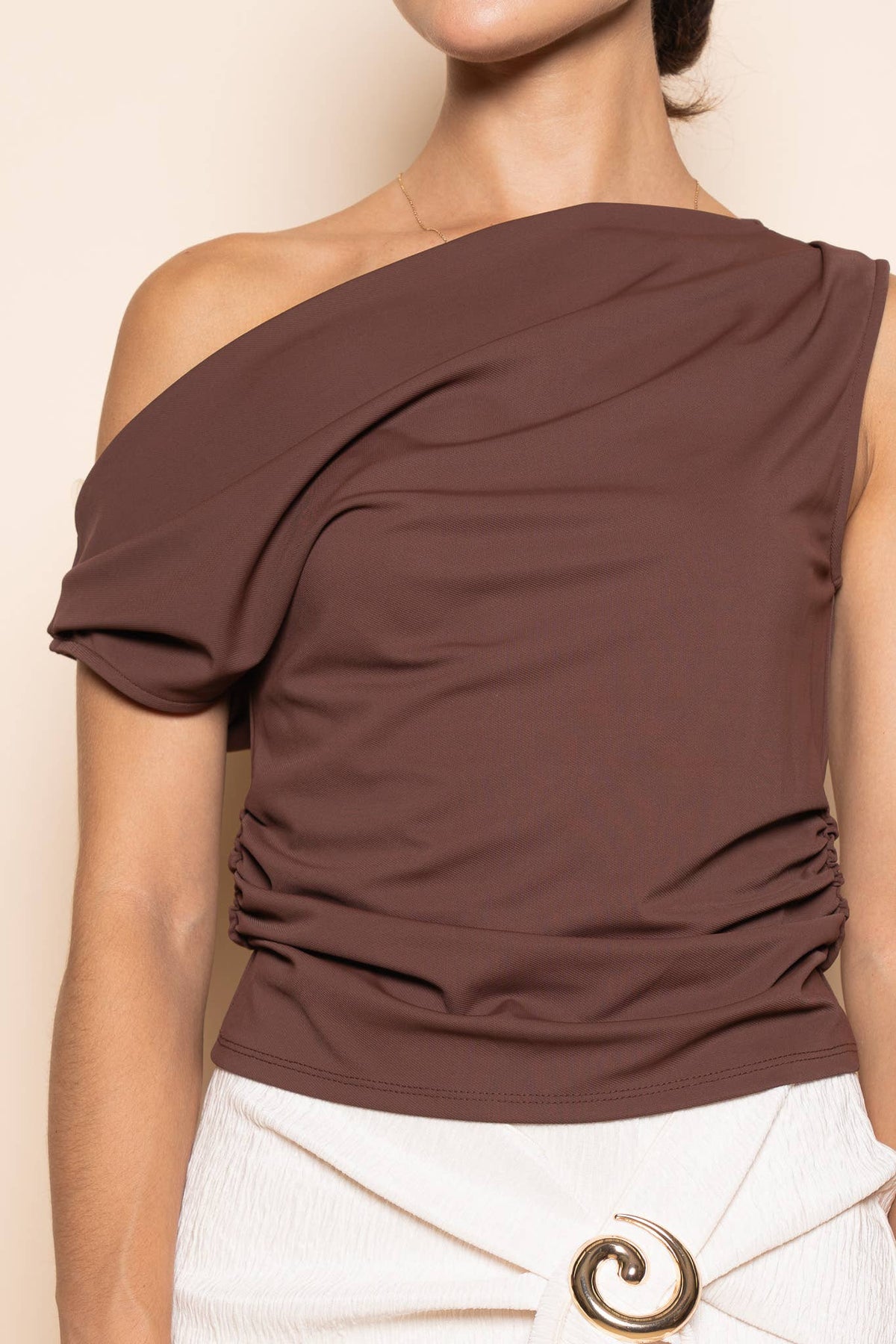 Fore Collection Chocolate Asymmetric Top
