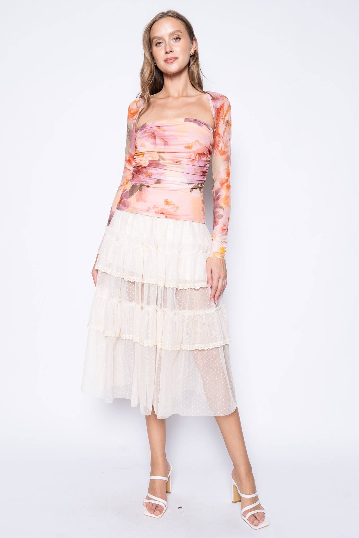 Fore Collection Ruched Floral Top