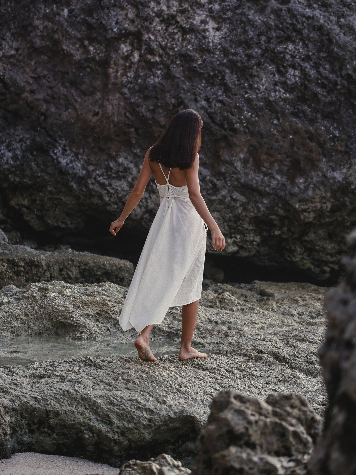 The Handloom Sage Maxi Dress - Gold Stripes