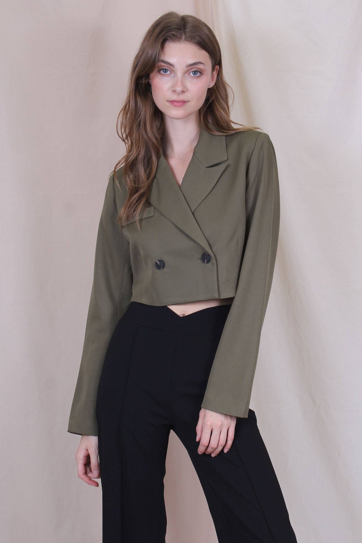 Fore Collection Green Cropped Blazer