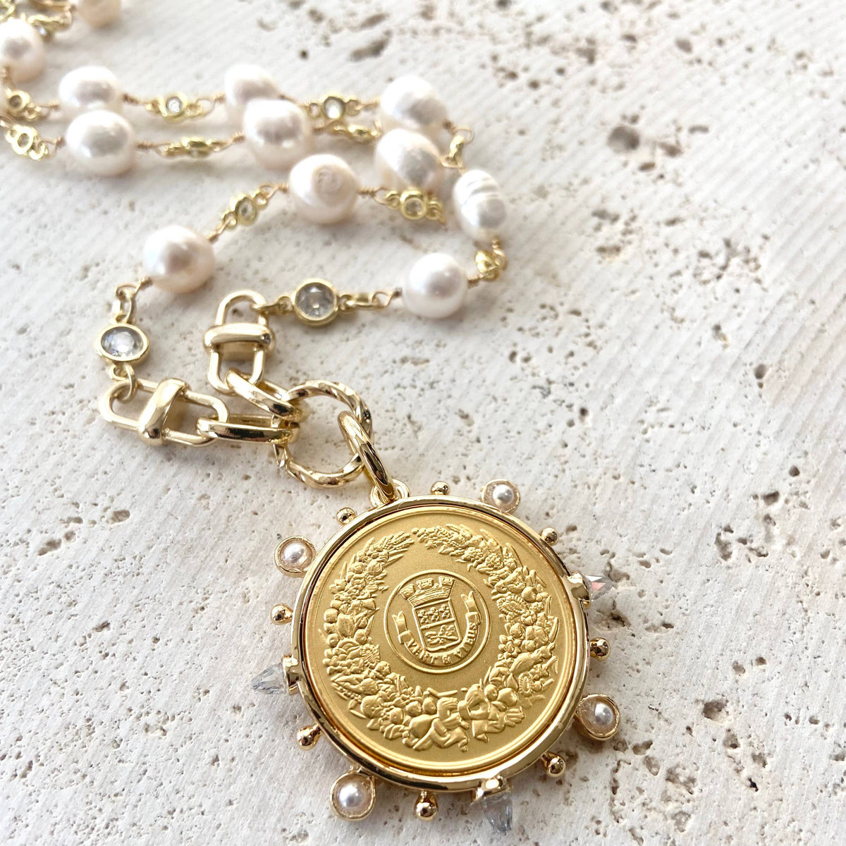 VB&CO Pearl and Coin Necklace