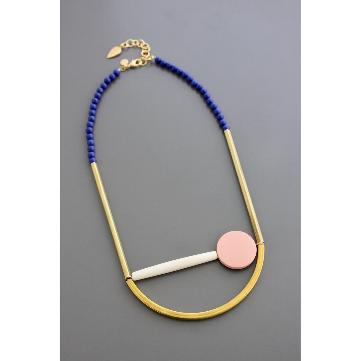 David Aubrey Geometric Blue and Pink Necklace