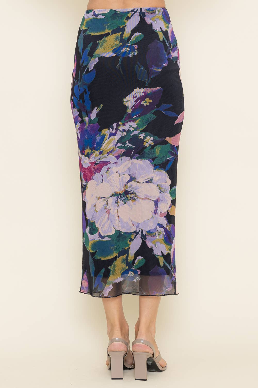 Fore Floral Mesh Midi Skirt