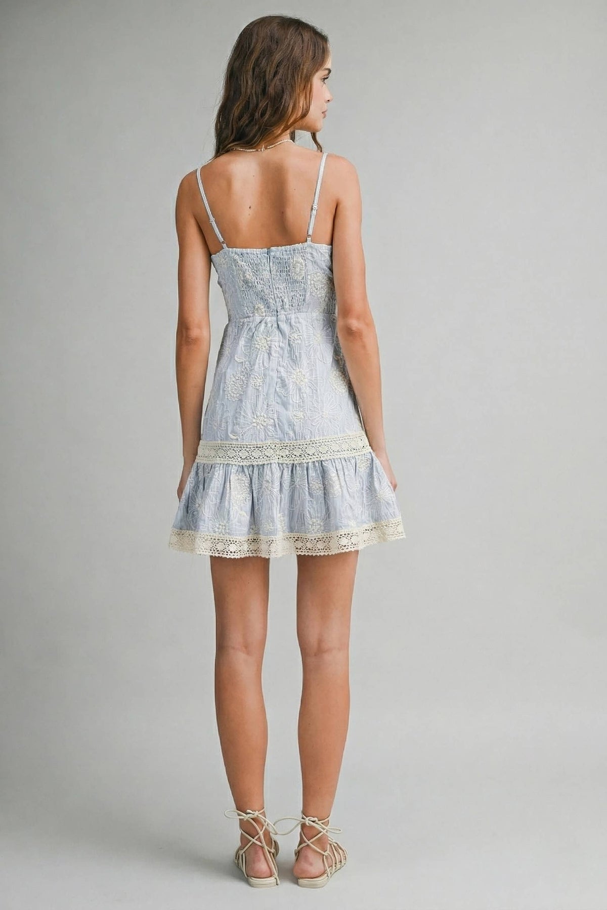 Endless Blu Blue Floral Lace Mini Dress