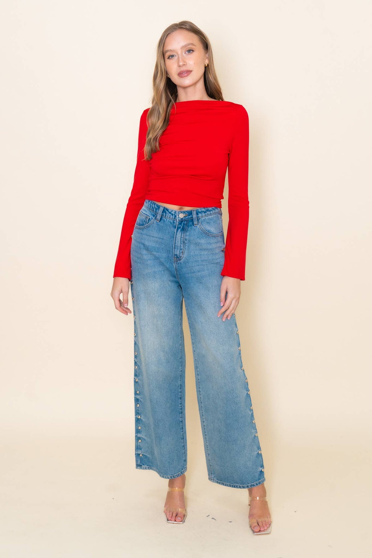 Fore Collection Boat Neck Bell Sleeve Top