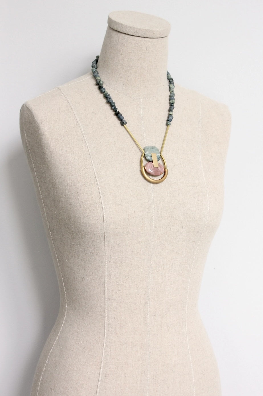 David Aubrey Geometric Serpentine and Jasper Necklace