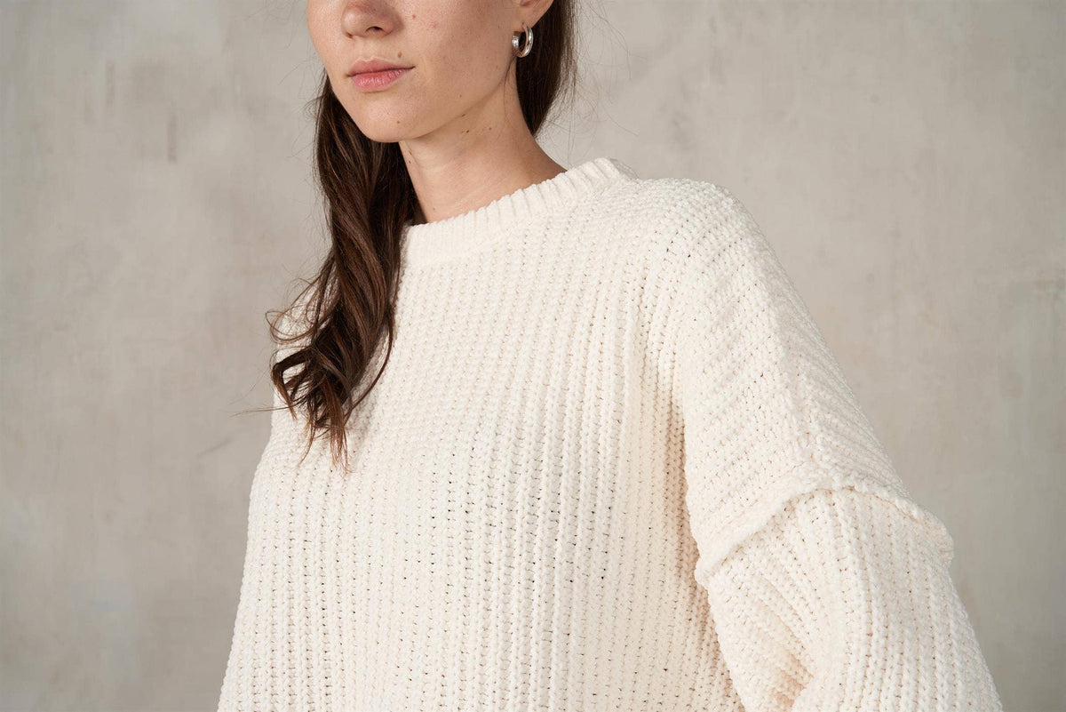 Maronie Drop Shoulder LS Crewneck Knit Sweater