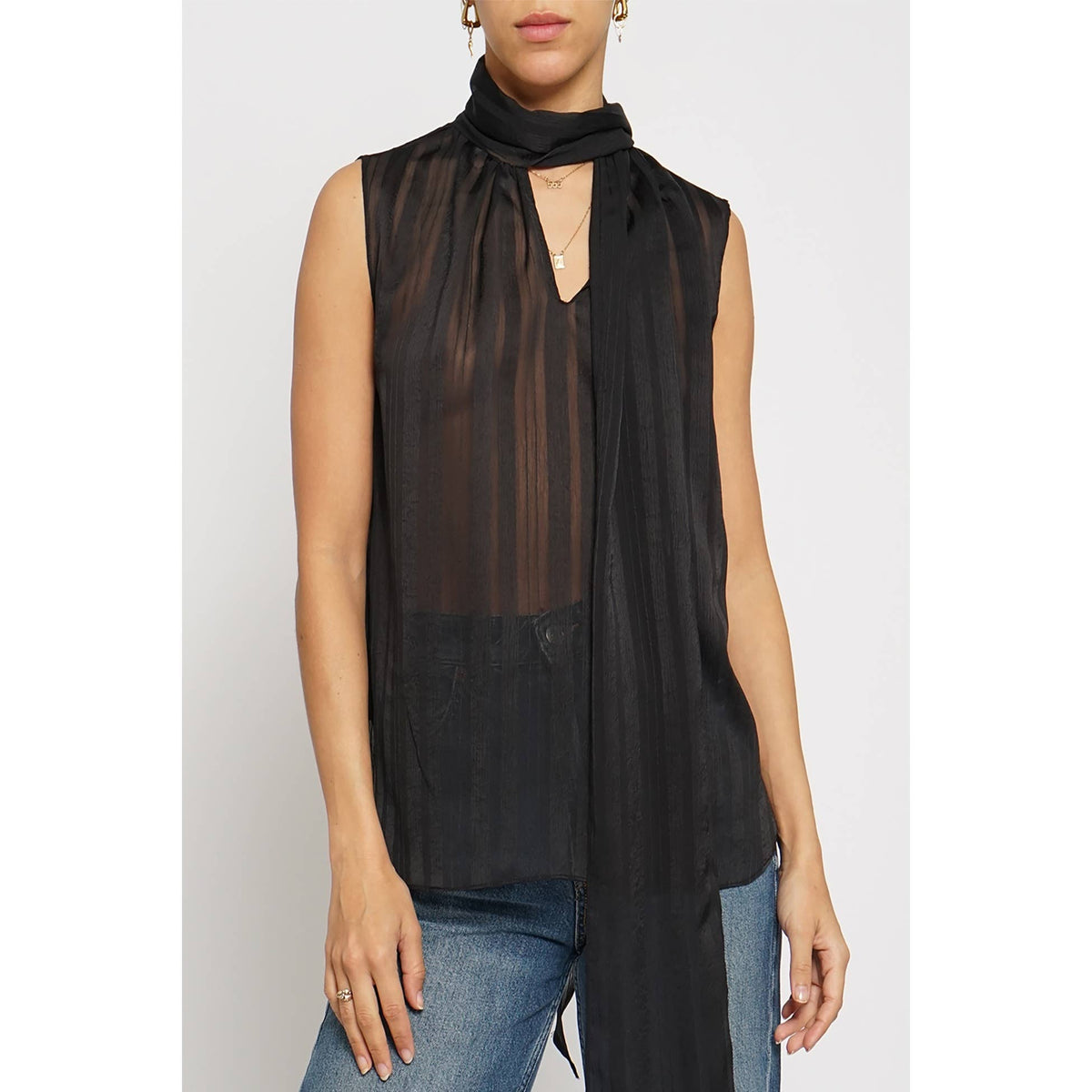San Souci Tie Sleeveless Blouse