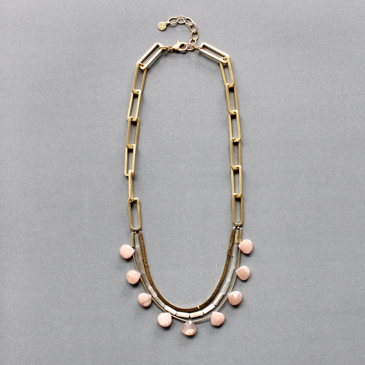 David Aubrey Peach Moonstone Bib Necklace