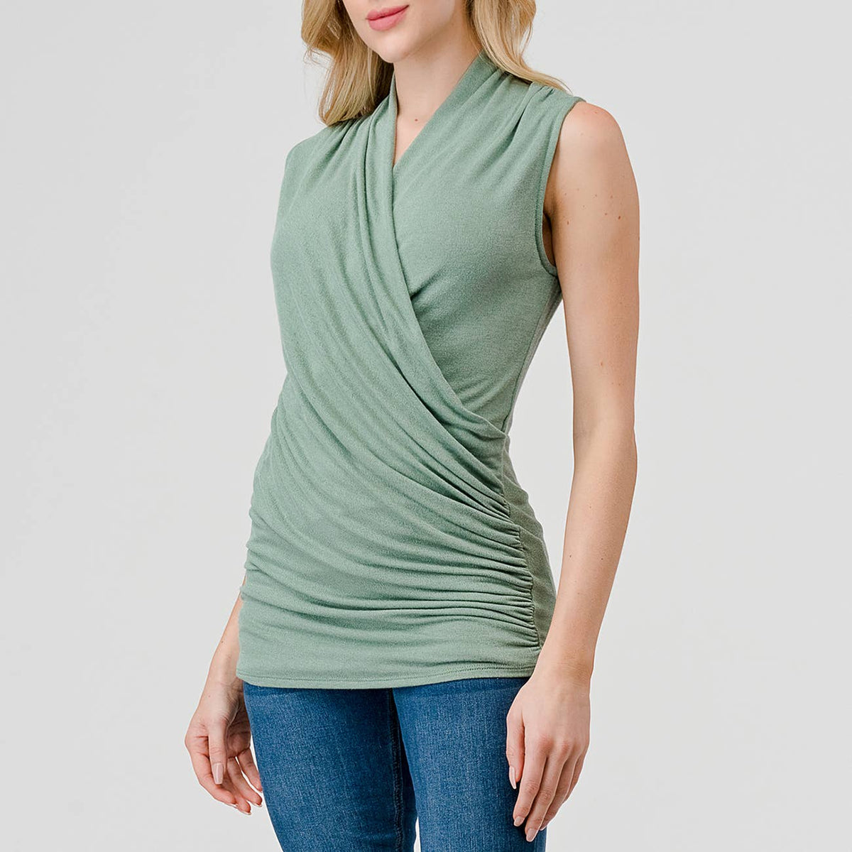 Heimious Sleeveless Surplice Top