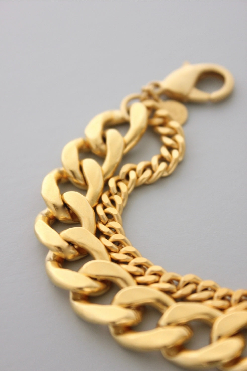 David Aubrey Double Curb Chain Gold Bracelet