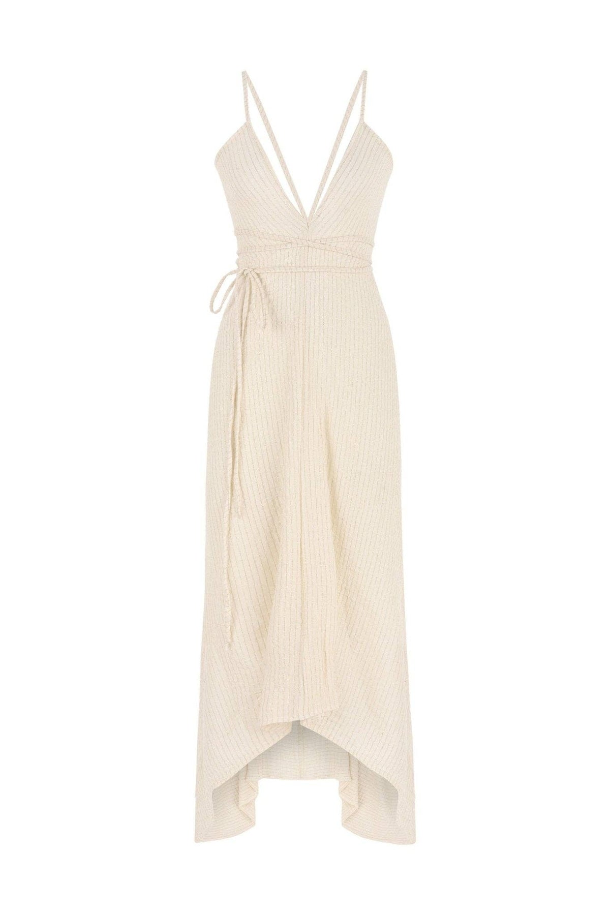 The Handloom Sage Maxi Dress - Gold Stripes