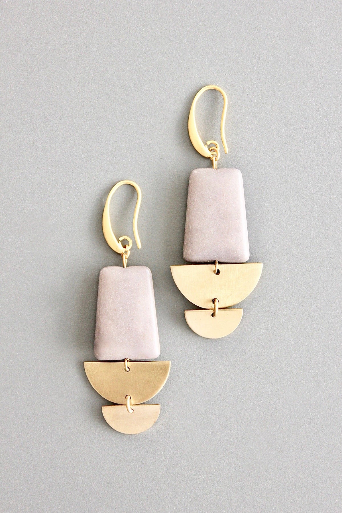 David Aubrey Geometric gray and brass earrings