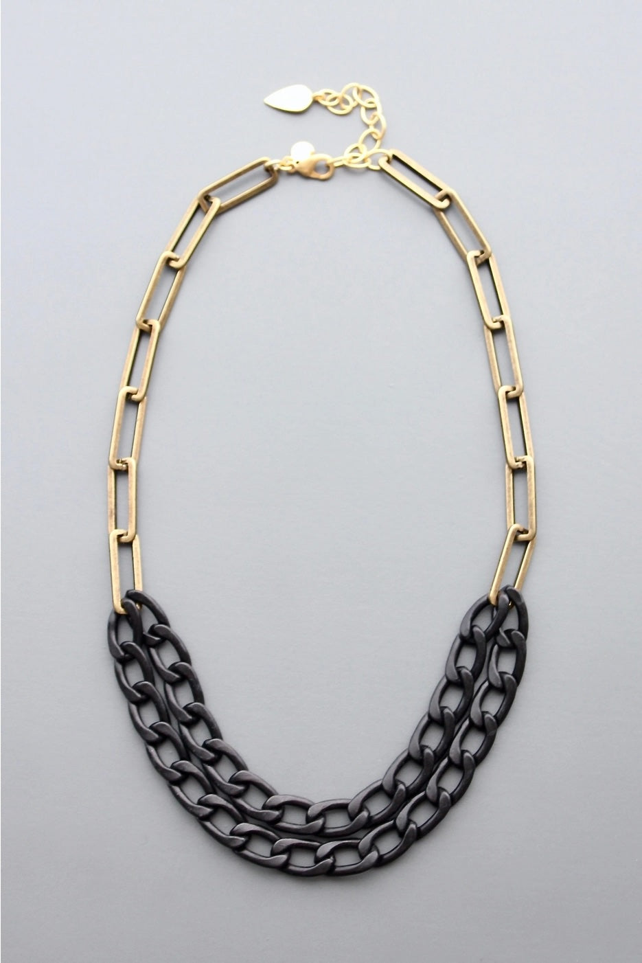 David Aubrey Black and Brass Chain Necklace